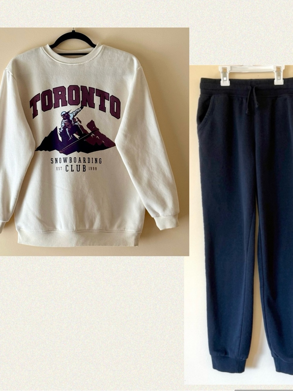 Primark Boys Toronto Snowboarding Club Sweatshirt and Navy Jogger, Size 12-13y